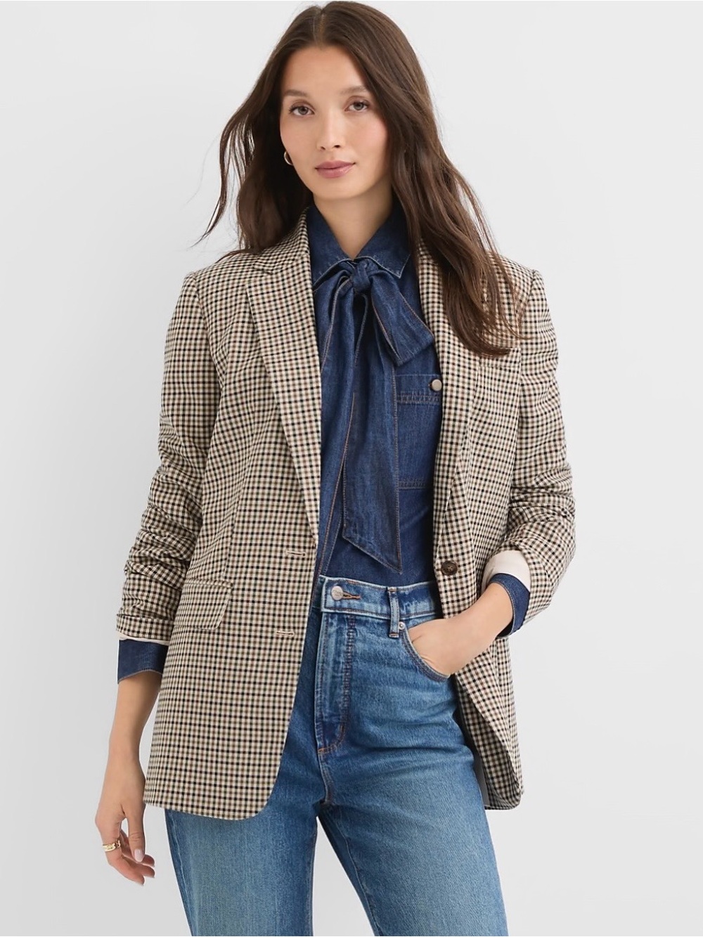 🤎🩶 NWT THE LOFT OVERSIZED BLAZER DONE IN A PLAID FABRIC !🤎🩶